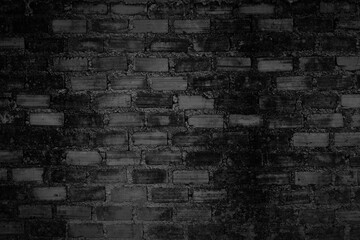 Fototapeta na wymiar Old brick black color wall. Vintage background