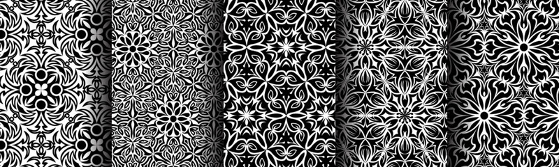 vector ethnic mandala pattern seamless black, 5 collection