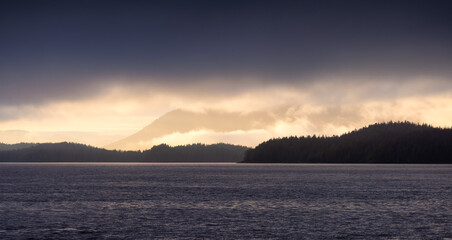 Tofino, Vancouver Island, British Columbia, Canada. View of Canadian Mountain Landscape on the West...