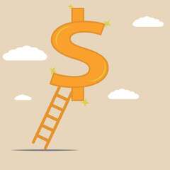 Drawing the ladder of climbing to money leadership, earning and achieving financial wealth professionally