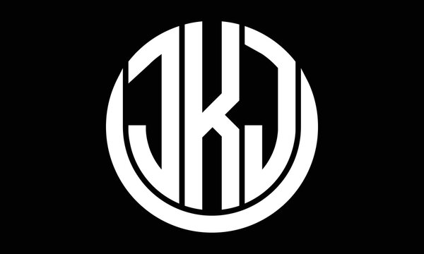 JKJ three letter circle logo design vector template.  monogram symbol on black & white.