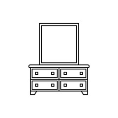  Dresser with mirror icon in line style icon, isolated on white background