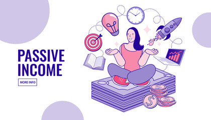 Passive income. Financial freedom. easy money and investor.