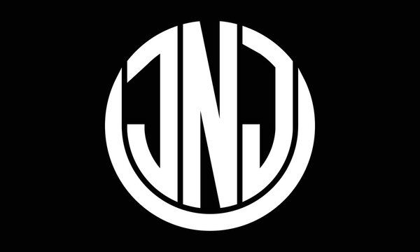 JNJ three letter circle logo design vector template.  monogram symbol on black & white.
