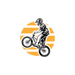 Mountain bike downhill bicycle logo design template
