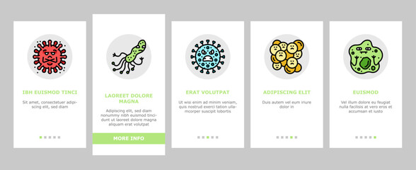 bacteria virus bacterium cell onboarding icons set vector