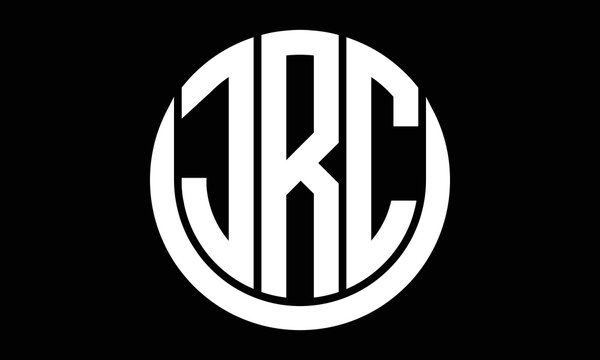 JRC three letter circle logo design vector template.  monogram symbol on black & white.