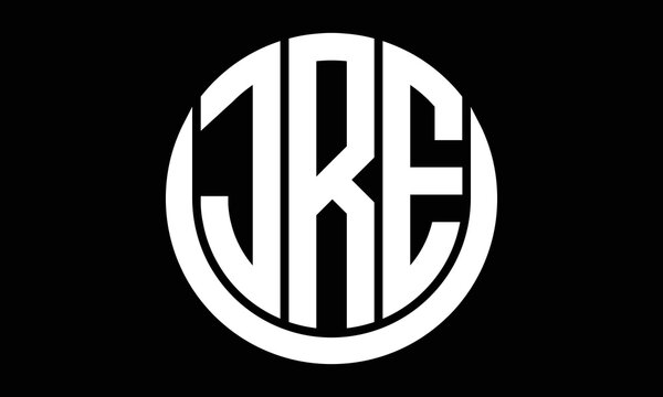 JRE three letter circle logo design vector template.  monogram symbol on black & white.
