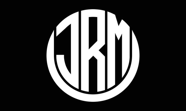 JRM three letter circle logo design vector template.  monogram symbol on black & white.
