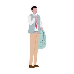 Young handsome businessman standing. vector design illustrations.