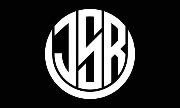 JSR three letter circle logo design vector template.  monogram symbol on black & white.