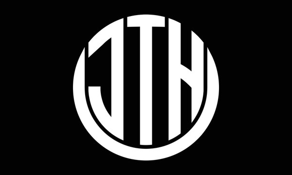 JTH three letter circle logo design vector template.  monogram symbol on black & white.