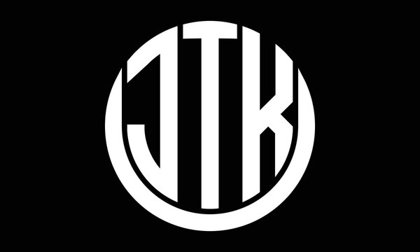 JTK three letter circle logo design vector template.  monogram symbol on black & white.