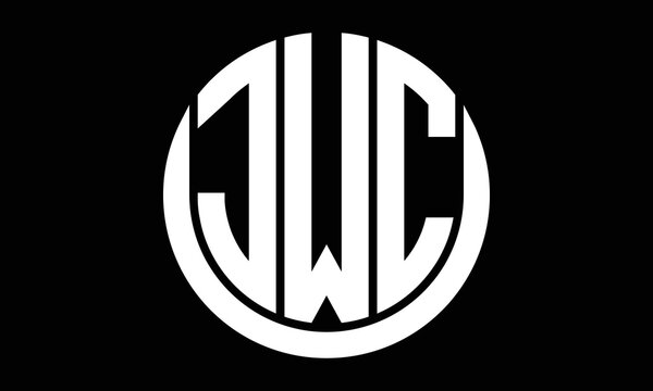 JWC three letter circle logo design vector template.  monogram symbol on black & white.