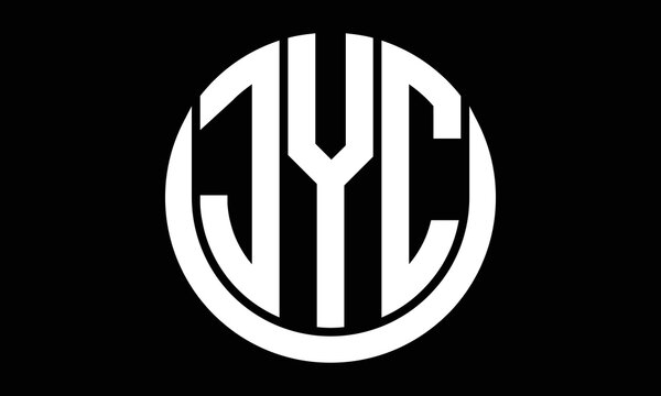 JYC three letter circle logo design vector template.  monogram symbol on black & white.