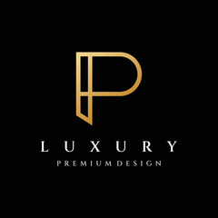Abstract Logo design element initial letter P monogram. Luxurious, elegant and minimalist symbol. Logo can be used for brand, identity and others.