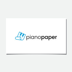 Piano Paper Logo Design Vector