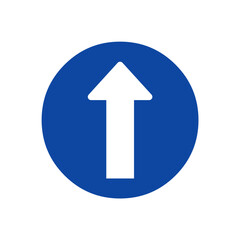 Command sign icon blue white color Command sign icon must walk straight ahead in blue white