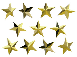 黄金の立体星型アイコンセット　ベクターイラストレーション