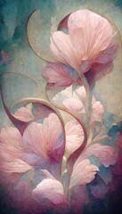 Naklejka na ściany i meble Elegant floral background in Art Nouveau style. Retro decorative flower design. 3D illustration