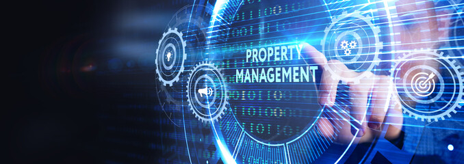 PROPERTY MANAGEMENT inscription, new business concept Business, Technology, Internet and network concept.