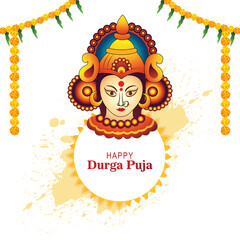Happy navratri celebration on durga puja beautiful face card background