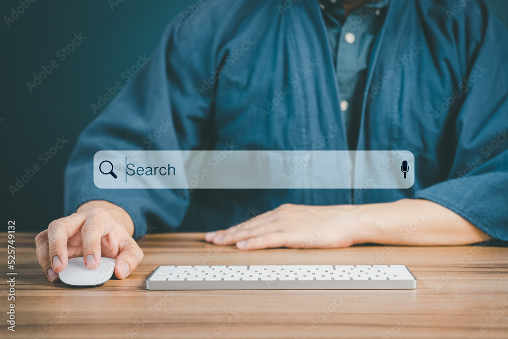 Aufkleber Freelancer's hand using a computer keyboard to search for information, job search. Business ideas for applying search to your website.