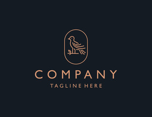 Luxury bird monoline logo design template
