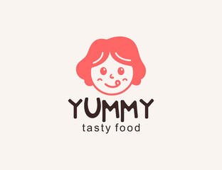 Cute girl yummy logo design template