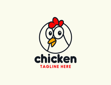 Cartoon chicken  fastfood logo template