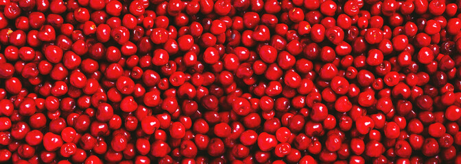 Close up of pile of ripe cherries, pattern, close up.