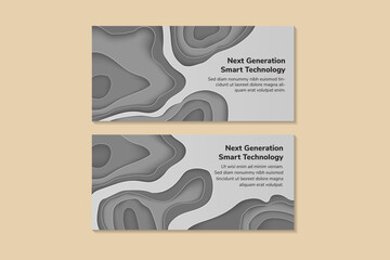 next generation smart technology web page Cover Banner design Template. Horizontal layout with space for text. papercut multicolored grey background. 3d abstract carving art vector illustration.