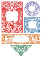 Vintage ornamental frame design set, Victorian ornate acanthus border. - obrazy, fototapety, plakaty