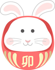 うさぎ　だるま　干支達磨　白背景