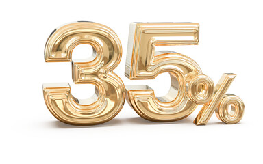 Obraz premium 3d number 35 percent gold sale luxury