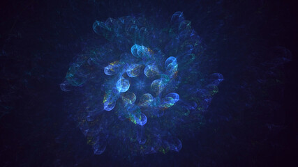 3D rendering abstract blue fractal light background