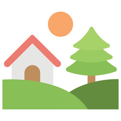 Fototapeta premium Rural House Flat Colored Icon