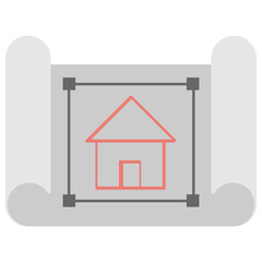 Architectural Blueprints Measurement Flat Colored Icon