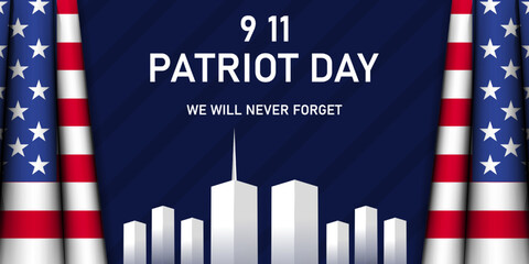 9.11 patriot day illustration horizontal banner