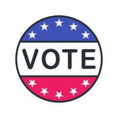 Vote outline icon. Color vector item from set, dedicated to elections in the USA.