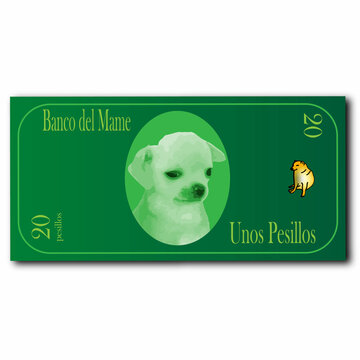 meme de billete cheems unos pesillos banco del mame 20 pesillos PNG
