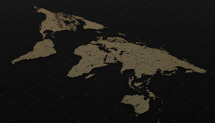 concept of rich gold black world map business finance isolated background. 3d illustration
