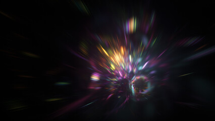 Abstract gold and pink fireworks. Fantastic holiday background. Digital fractal art. 3d rendering.
