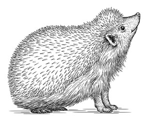 Vintage engrave isolated hedgehog set illustration cut ink sketch. Wild pet background line hedge art © Turaev