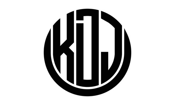 KDJ three letter circle logo design vector template.  monogram symbol on black & white.