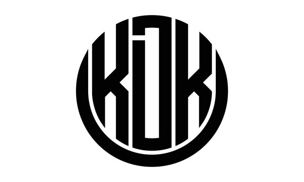 KDK three letter circle logo design vector template.  monogram symbol on black & white.