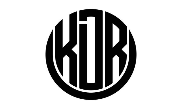 KDR three letter circle logo design vector template.  monogram symbol on black & white.