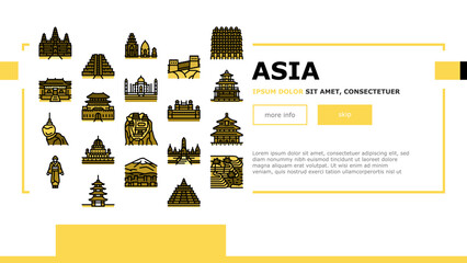 Asia Building And Land Scape landing header vector