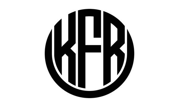 KFR three letter circle logo design vector template.  monogram symbol on black & white.