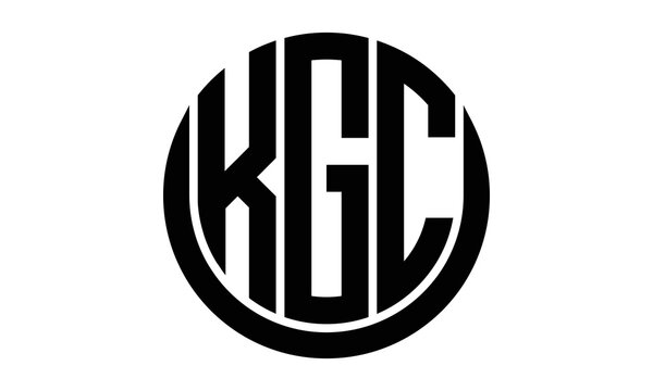 KGC three letter circle logo design vector template.  monogram symbol on black & white.
